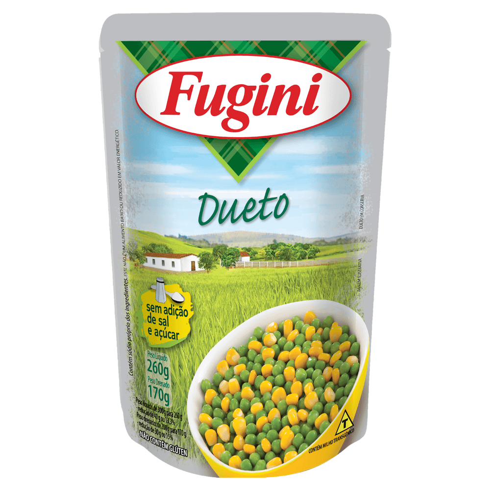 Ervilha E Milho Verde Em Conserva Dueto Fugini Sachê 170g